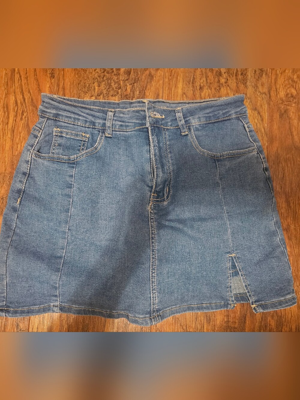 Denim Mini Skort in Medium Blue